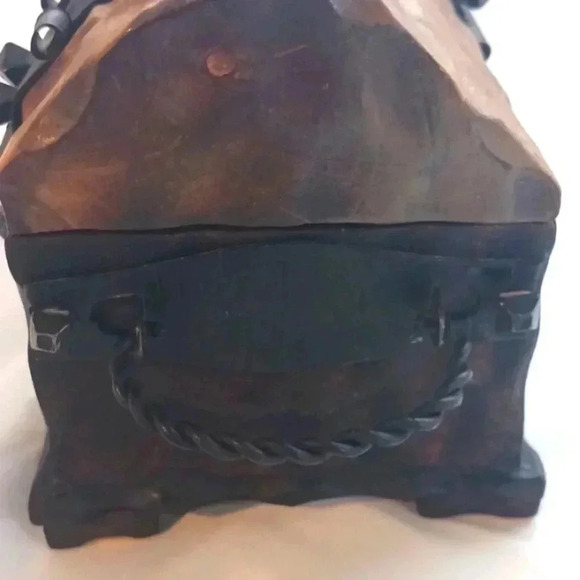 Vintage Rustic Wood Pirate Treasure Chest Jewelry Trinket Box Handmade.. - Picture 7 of 11